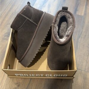 Brown platform boots
